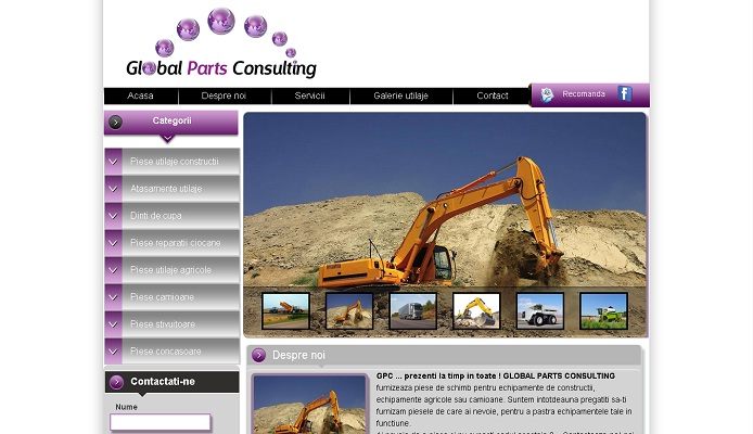 Global Parts Consulting - site de prezentare, piese de schimb